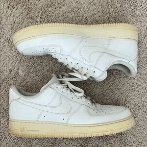 Nike Air Force 1 Sneakers Mens 12 White Leather Low Lace Up Shoes